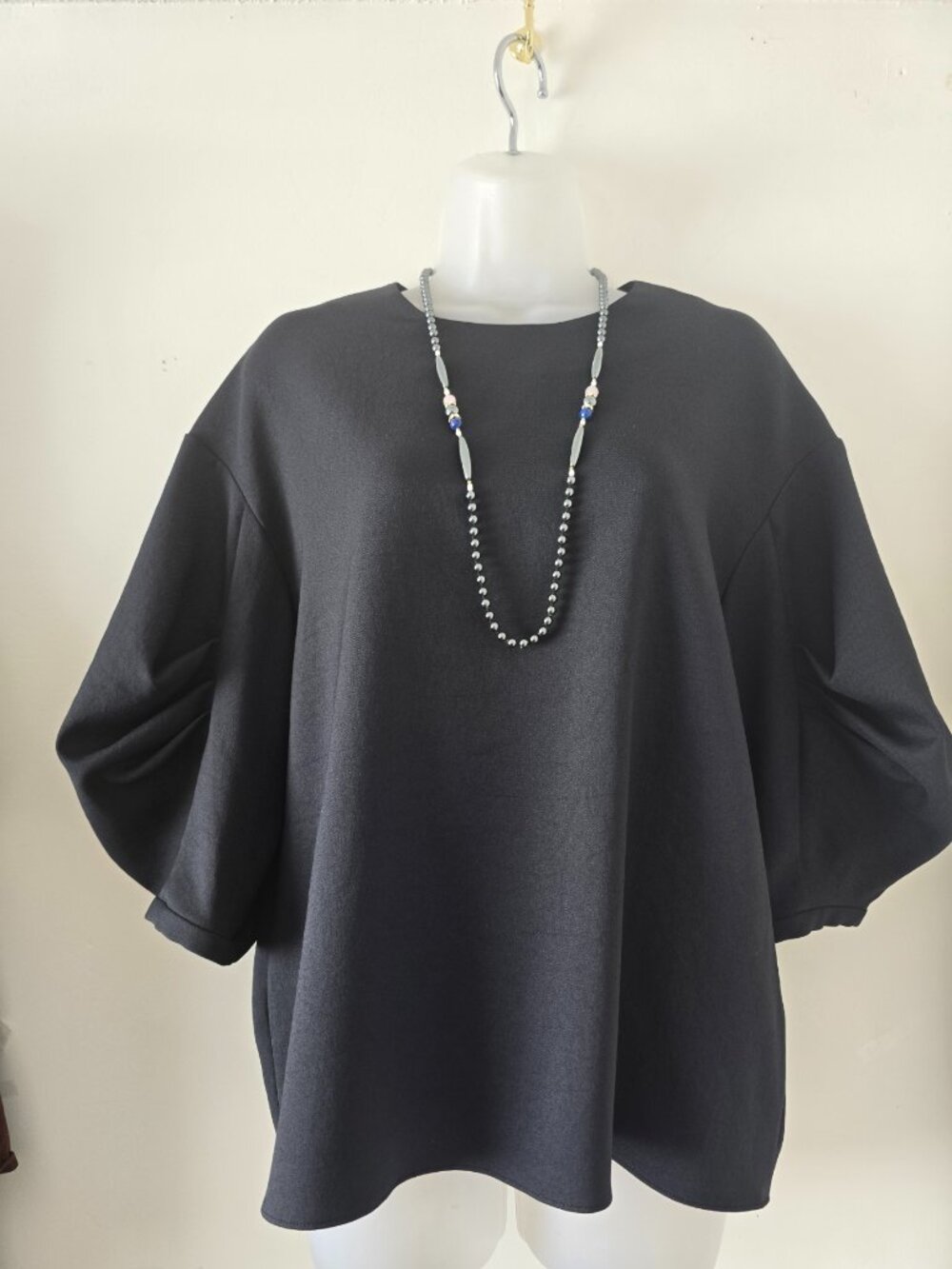 Black "Tibi" top with Short Puffy Sleeves
